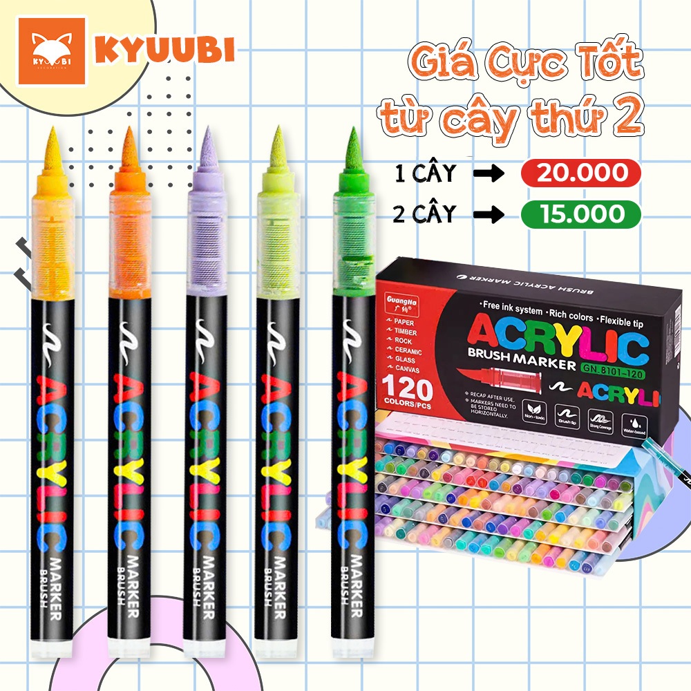 [Cây Lẻ] Bút Acrylic Marker GUANGNA Chính Hãng -  Đầu Brush Nhọn, Nhiều Màu Sắc