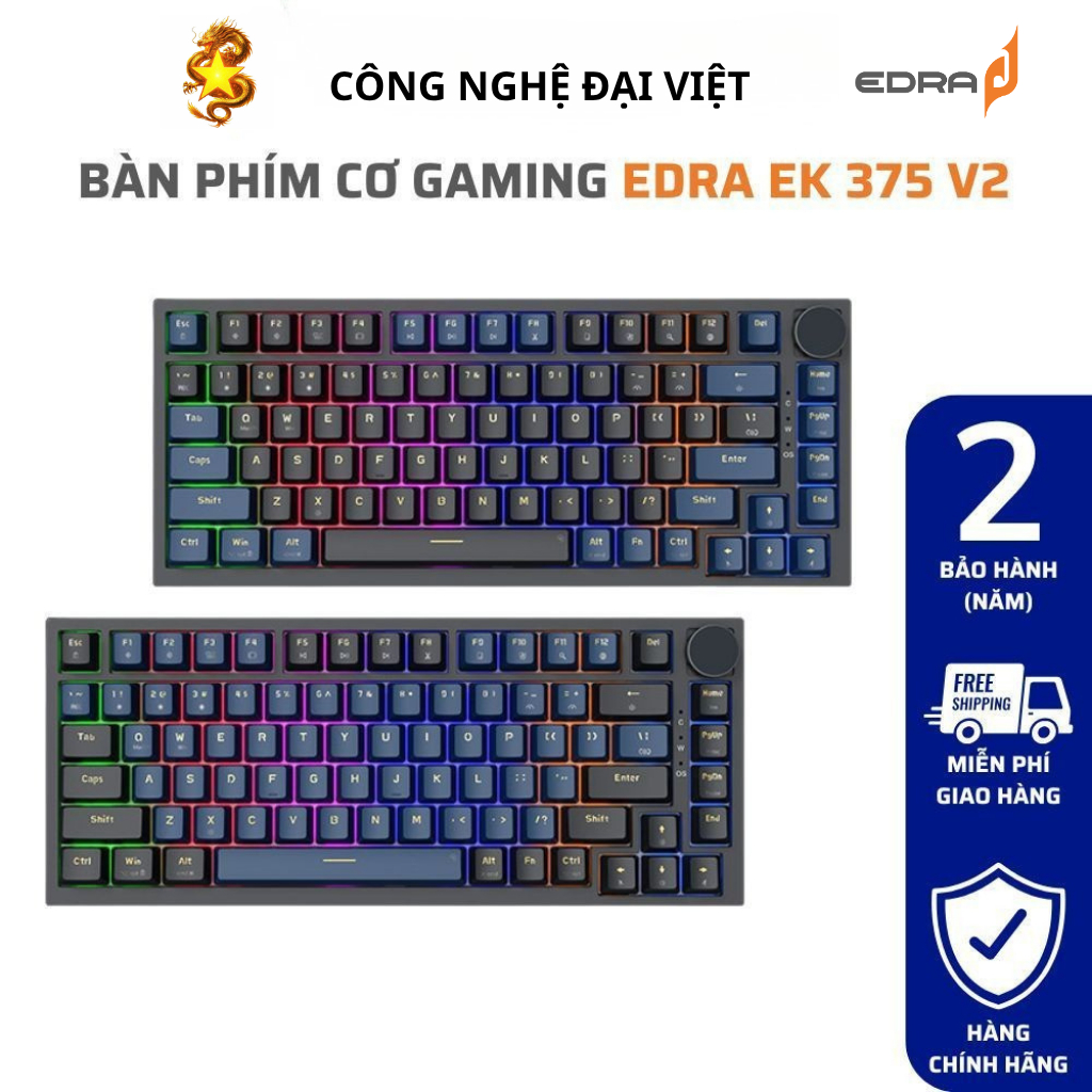 BÀN PHÍM CƠ GAMING EDRA EK375 V2 ALPHA - BETA, EDRA SWITCH CHÍNH HÃNG
