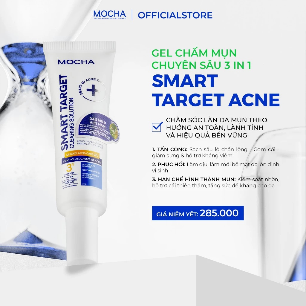 Gel Chấm Mụn Mocha Chuyên Sâu 3in1 MOCHA Smart Target - Giảm Sưng Viêm Nhanh Sau 8h || MOCHA