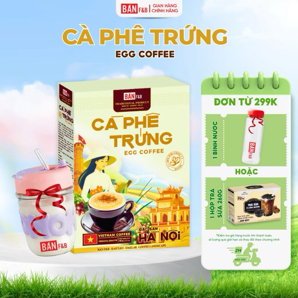 Cà Phê Trứng Cao Cấp Bản F&B Chính Hãng, Cà Phê Trứng Hòa Tan Béo Mịn Chuẩn Vị Hà Nội - Bản F&B