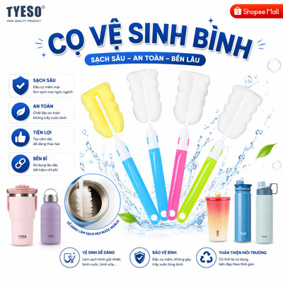 Cọ Rửa Bình Giữ Nhiệt TYESO Cao Cấp – Đầu Mút Mềm, Vệ Sinh Ly Cốc Chai Nước Sạch Sâu