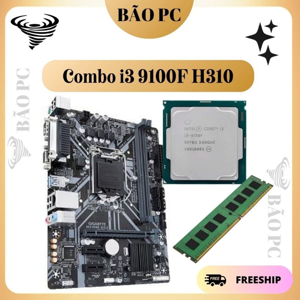 Combo PC CPU i3 9100F + Main H310 B360 B365 Các Loại