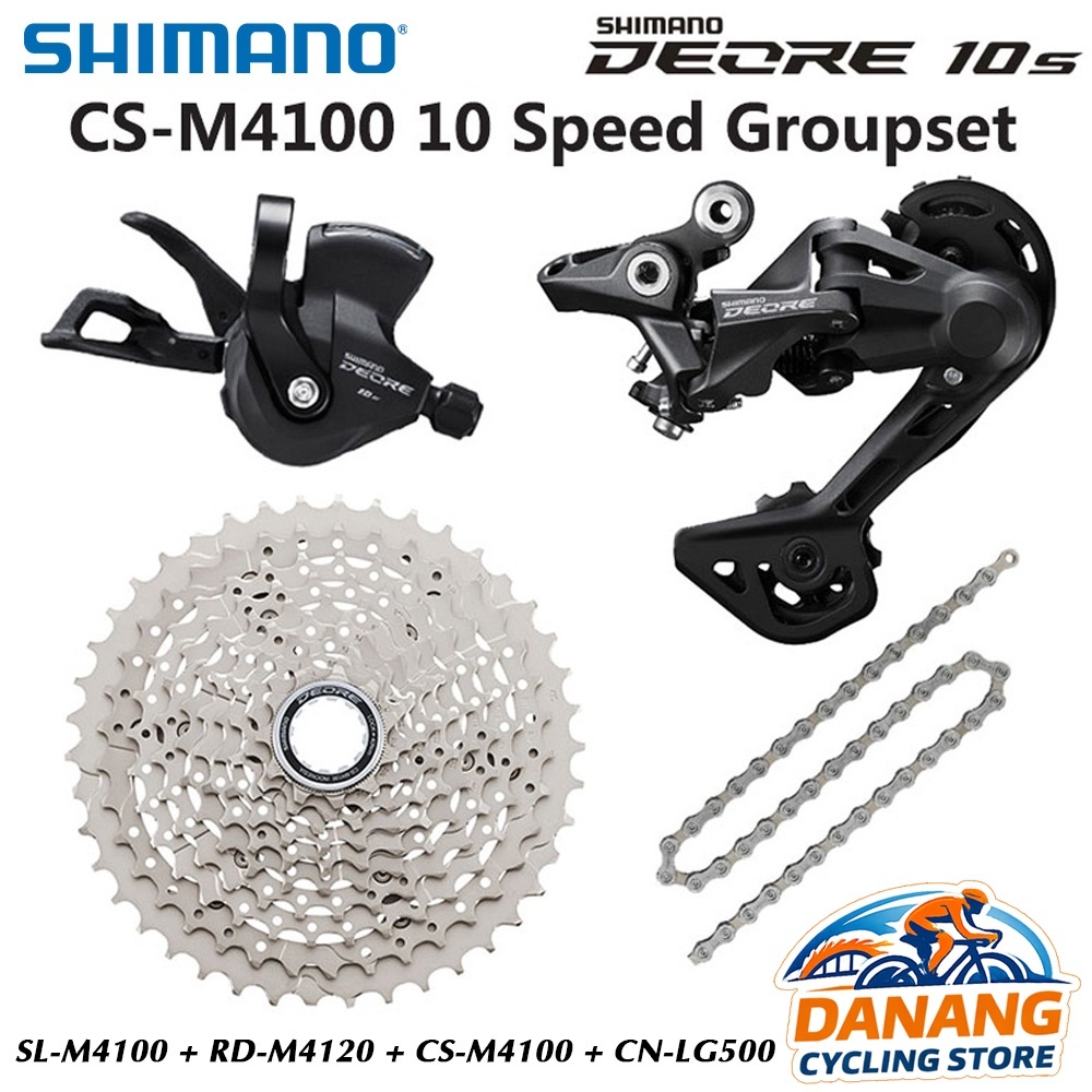 Groupset Mini 4 Món Xe Đạp:  SHIMANO Deore M4100 10 Tốc Độ – Tay Đề, Củ Đề, Líp, Xích Xe Đạp MTB