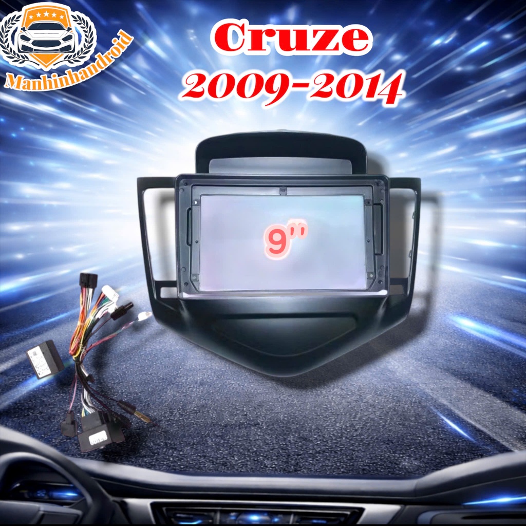 Mặt dưỡng  lắp màn android cho xe Cruze + Lacetti 2009 - 2014, 9 inch kèm canbus và jack zin