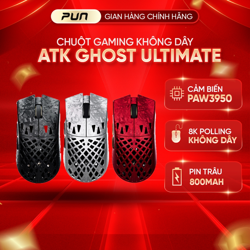 [CHÍNH HÃNG - FULL VAT] CHUỘT GAMING SIÊU NHẸ ATK GHOST (ULTIMATE / EXTREME) - VẬT LIỆU CARBON FIBER SIÊU BỀN | BigBuy360 - bigbuy360.vn