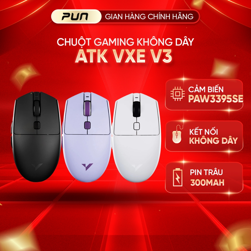[CHÍNH HÃNG - FULL VAT ] Chuột Không Dây ATK VXE V3 3 Mode Dành Cho Chơi Game Và Văn Phòng - Bảo Hành 1 Năm | BigBuy360 - bigbuy360.vn
