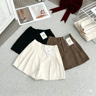 Quần Short Nữ Cạp Cao Xếp Ly Ống Rộng Phong Cách Đơn Giản Mặc Hè M306