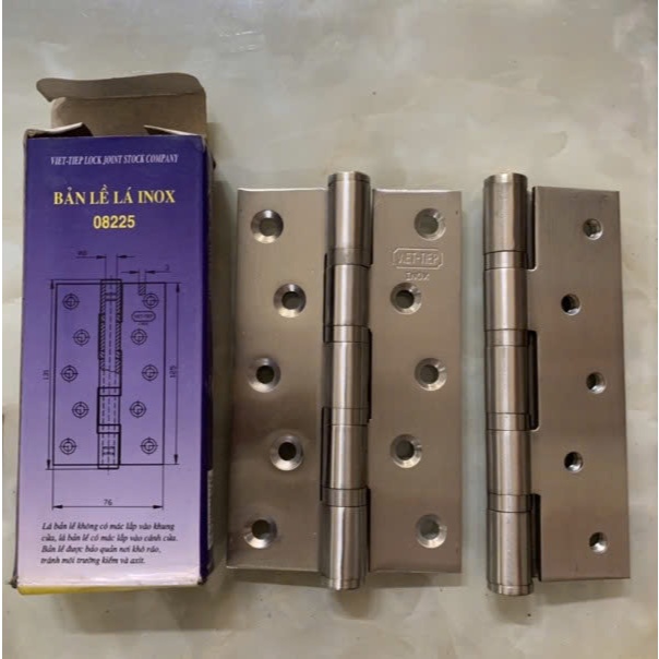 Bản lề lá Việt Tiệp 08225 inox 304 Kích thước 125mm*76mm dùng cho cửa chính