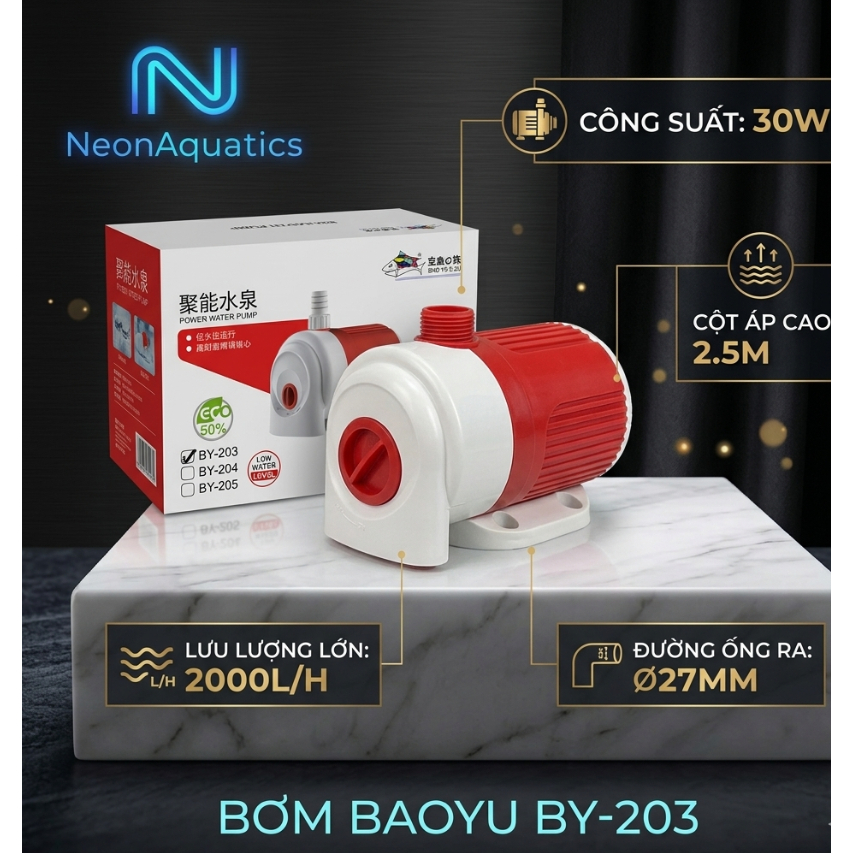 Máy Bơm Bể Cá BAOYU BY 201/202/203/204/205/206/207 - Bơm Đứng Siêu Êm Bể Cá Cảnh, Hồ Koi, Thủy Sinh