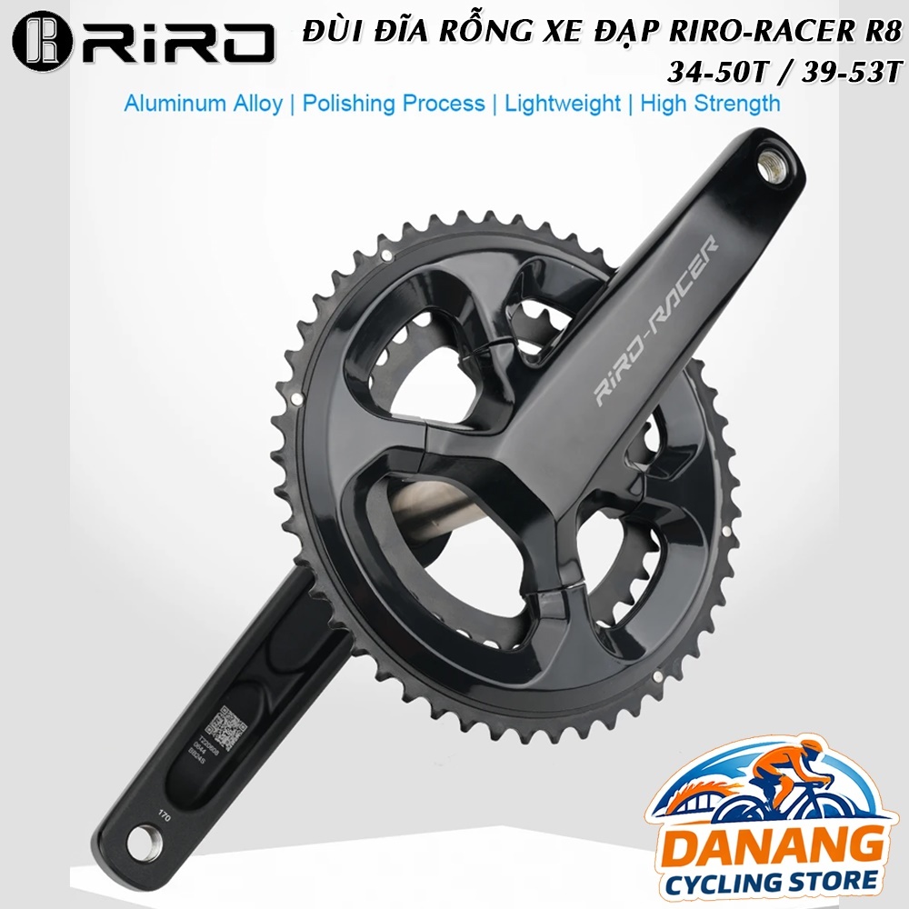 Đùi Đĩa Rỗng Xe Đạp RIRO RACER R8  2 Tầng 34-50T / 39-53T | Giò Dĩa Road, Touring