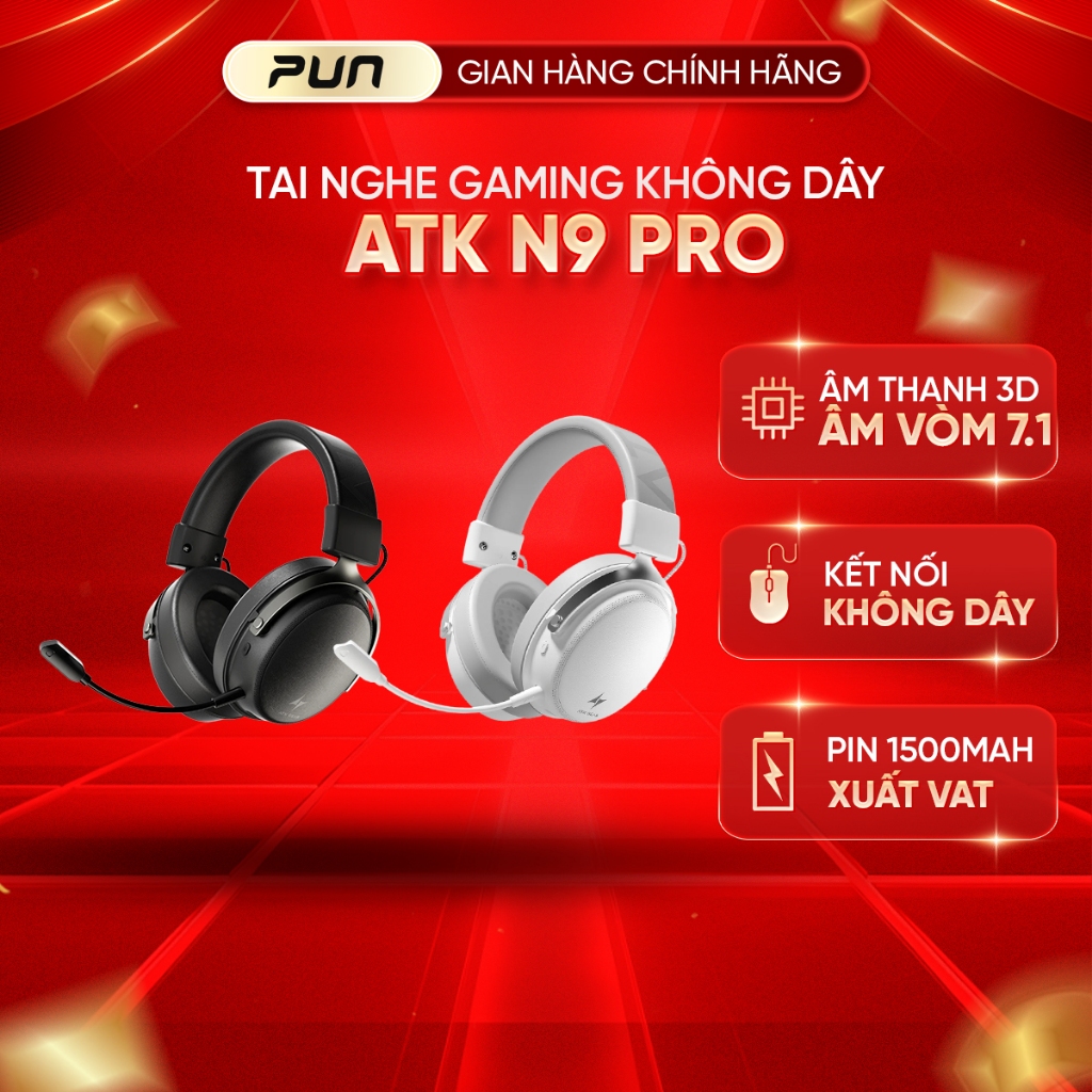 [GIAO NGAY - FULL VA] Tai Nghe Gaming ATK N9 Pro | N9 Ultra Wireless 4 Mode - Chuyên Game - Bảo Hành