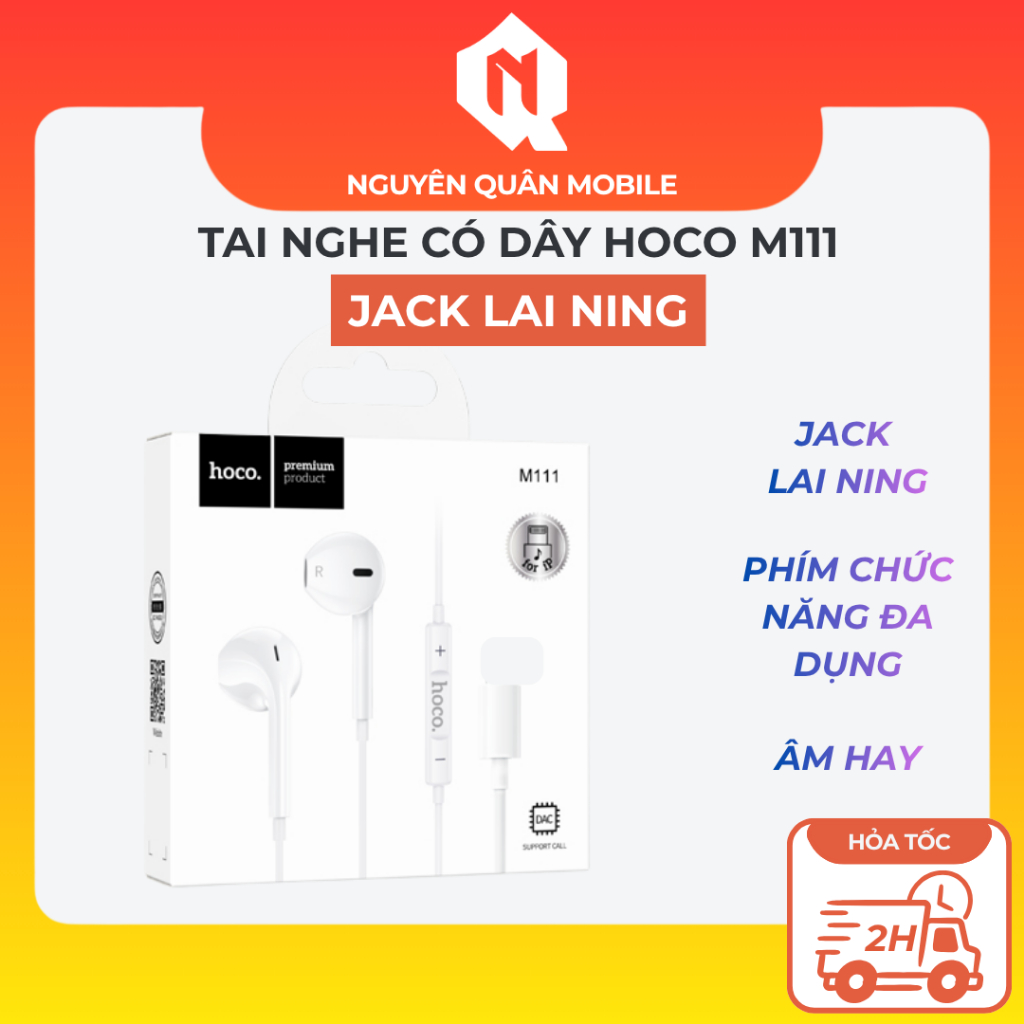 Tai Nghe Có Dây Hoco M111 Dùng Cho iP7 đến iP14promax - Cắm Vào Là Nghe