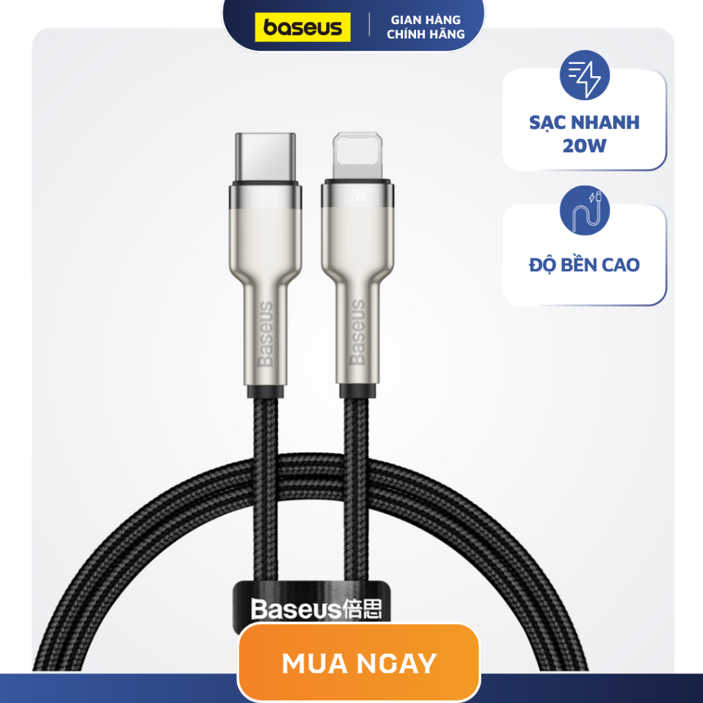 Cáp Sạc Nhanh 20W Baseus Cafule Metal 1m & 2m cho Phone 14 13 12 11
