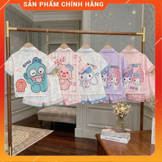 [10-48 kg] Bộ đùi ngủ lụa cao cấp cho bé - Bộ bé gái mùa hè ngắn tay -Hoạ tiết 5D đáng yêu