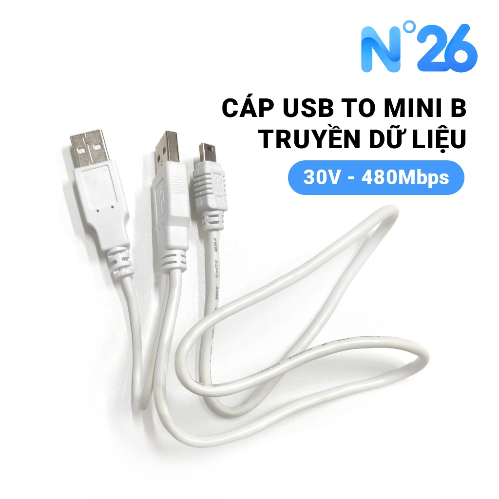 Cáp 2 Đầu USB 2.0 Sang Mini USB B chữ Y  – Dây Tay cầm PS3 DualShock 3, Ổ Cứng Box HDD 2.5, Máy ảnh 