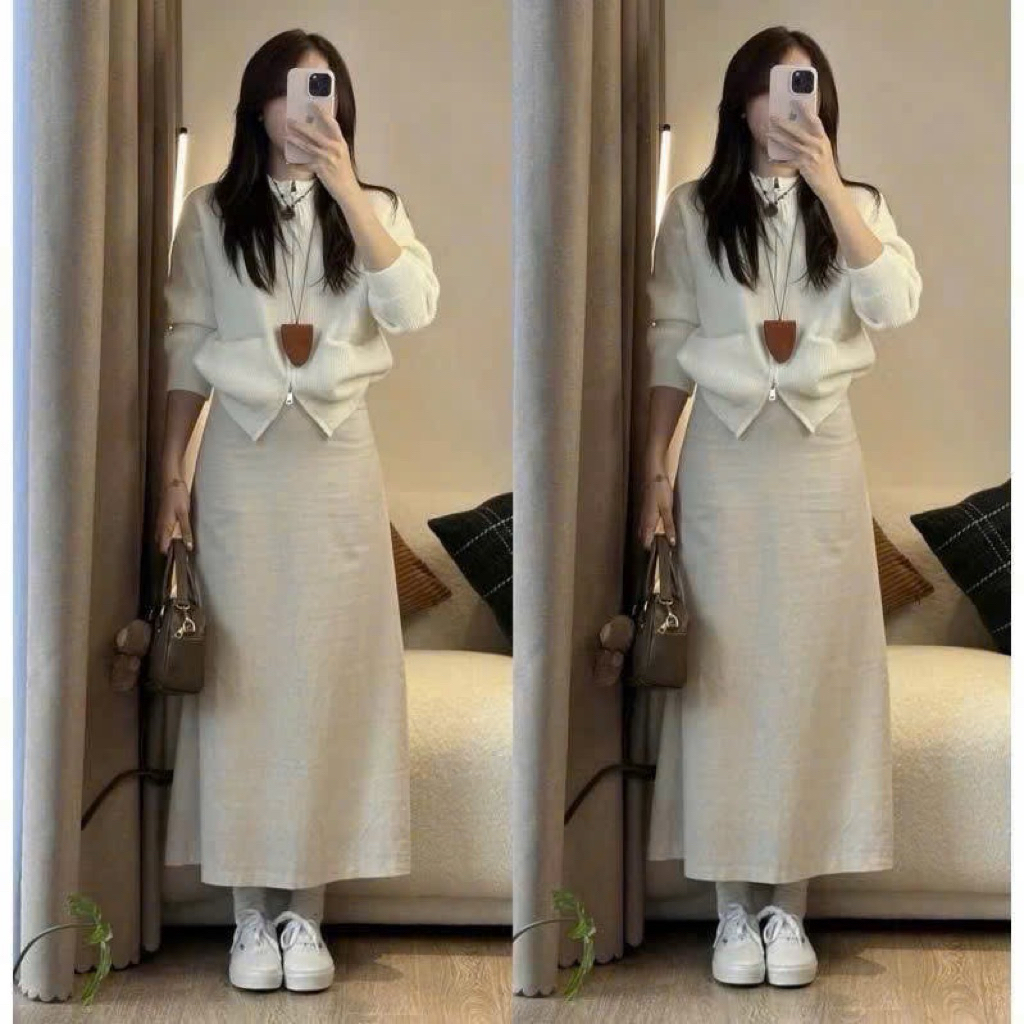 chân váy linen dáng dài 88cm