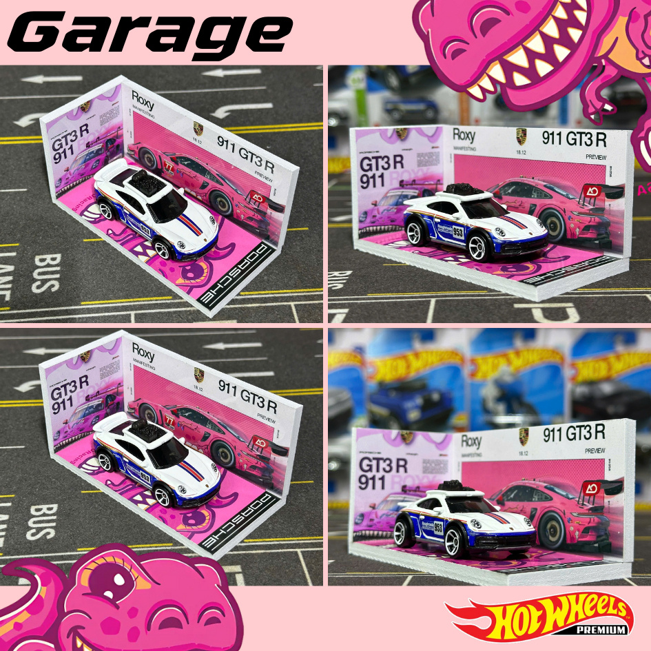 Garage Hot Wheels Porsche Roxy & Rexy trưng bày xe mô hình bằng FOMEX - AO racing - Tỉ lệ 1/64