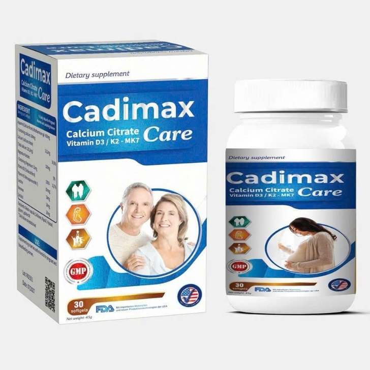 (CHÍNH HÃNG) Viên Uống CADIMAX Care Calcium Nano + D3 K2 MK7, Bổ sung Canxi cho người lớn, phụ nữ tr
