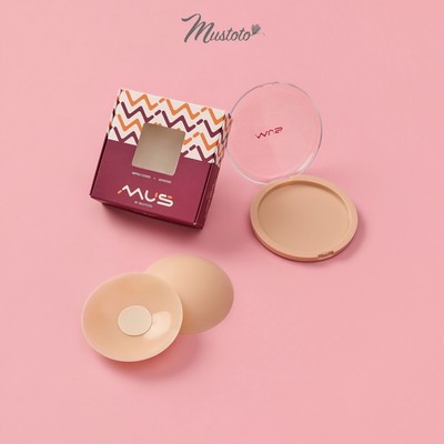 [NEW 2026] MUSTOTO Miếng Dán Nhũ Hoa Che Đầu Ti Mỏng Nhẹ Tàng Hình Silicone Màu Kem Nền Size 8cm (PK26)