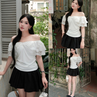 Sora Set - Set Đồ Áo Trễ Vai Chân Váy Xoè Đơn Giản Bazizcloset