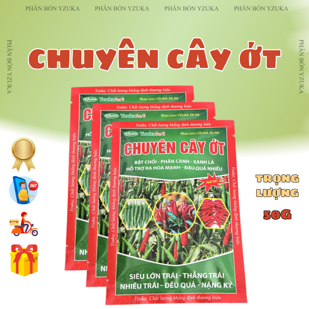 Phân Bón Chuyên Cây Ớt YZUKA 50g – Kích Ra Hoa, Đậu Trái Nhiều, Trái To Đều, Chống Rụng Hoa Trái