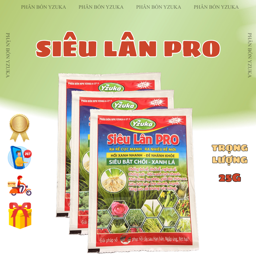 Phân Bón Siêu Lân Pro YZUKA 25g – Kích Rễ Mạnh, Bật Chồi Nhanh, Phục Hồi Cây Suy, Xanh Lá Cực Tốt