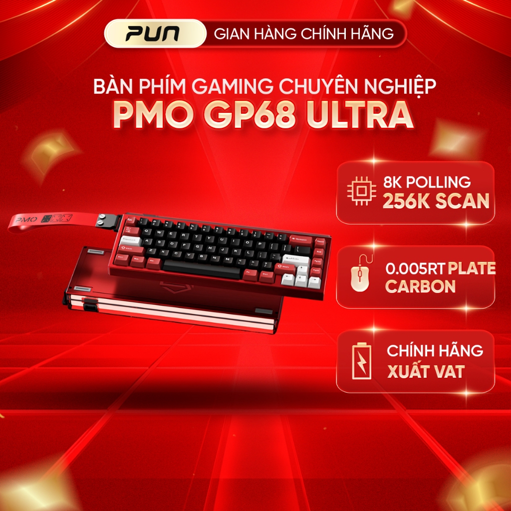 Bàn phím cơ Magnetic PMO GP68 | Switch Nam Châm RT 0.005mm - Tốc độ 8K Hz - Vỏ Nhôm CNC - Hàng Chính Hãng Full VAT | BigBuy360 - bigbuy360.vn
