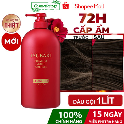 Dầu gội Phục hồi & bóng mượt Tsubaki Premium Moist & Repair Shampoo 450ML & 1L