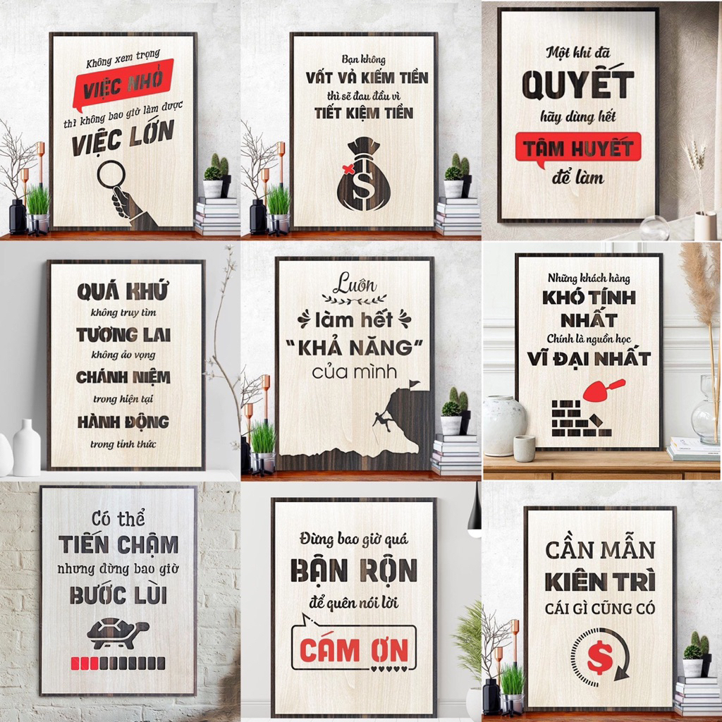 Tranh Slogan Động Lực Truyền Cảm Hứng 10x15cm,Tranh Tạo Động Lực Chống Nước, Tranh Dán Tường, Áp Lực