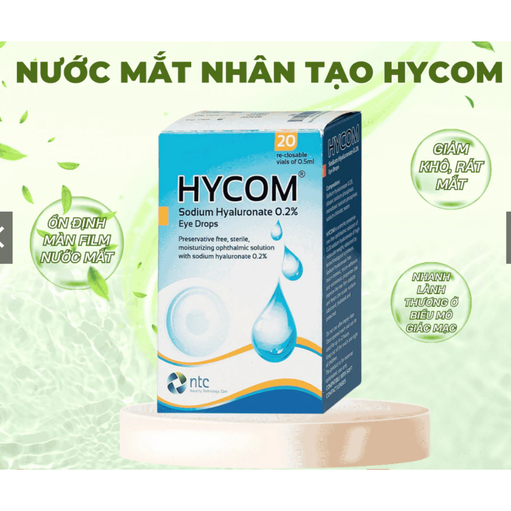 Hycom ( hộp 20 tép ) nước mắt nhân tạo - Khi đeo kính áp tròng trong thời gian dài, khô mắt, rát