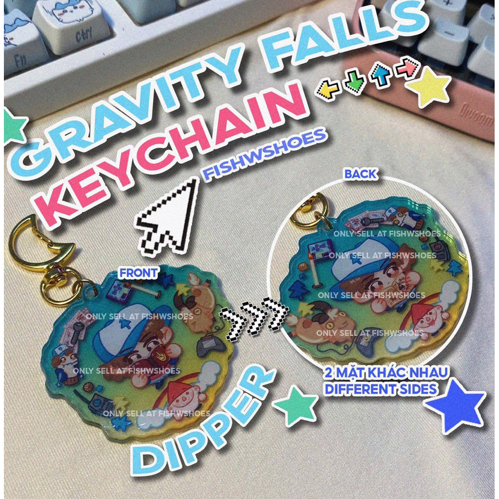 [fishwshoes] Keychain Móc khoá Gravity Falls Dipper Mable 2 mặt