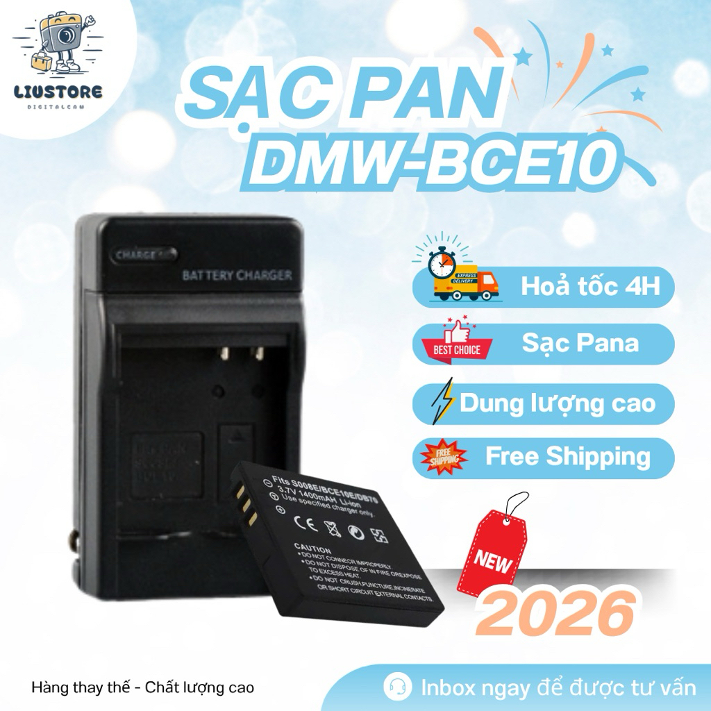 Combo Sạc + Pin Panasonic BCE10 1400mAh | Dùng Cho Lumix FS3 FS5 FS20 FX30 FX33 FX35 FX500