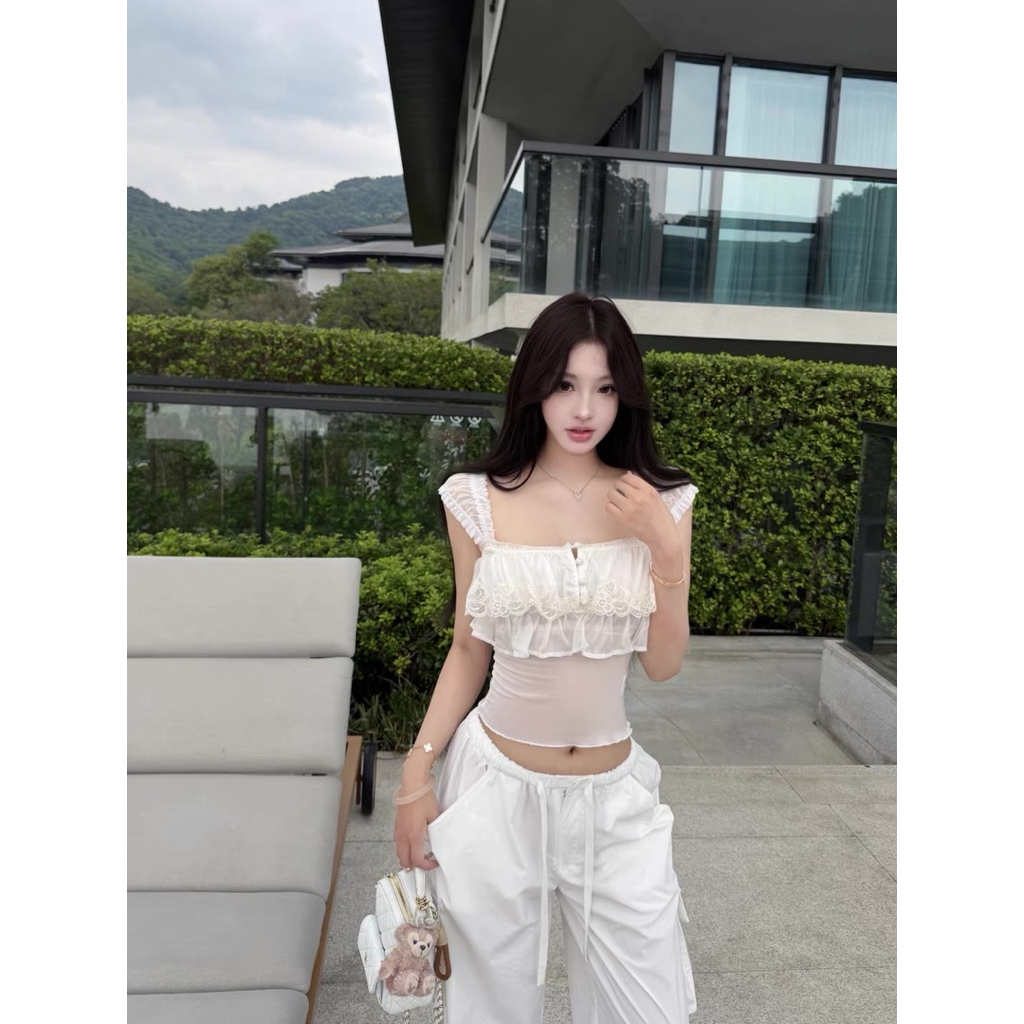 Áo nữ 2 dây ôm body TABISHOP Áo kiểu nữ bèo ren sexy tôn dáng(320) | BigBuy360 - bigbuy360.vn