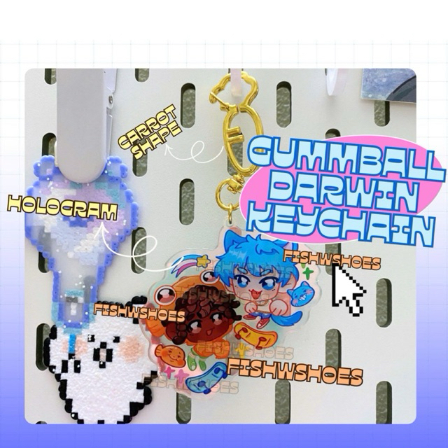 [fishwshoes] Móc khoá Keychain hologram hoạt hình Gumball Darwin The amazing world of Gumball