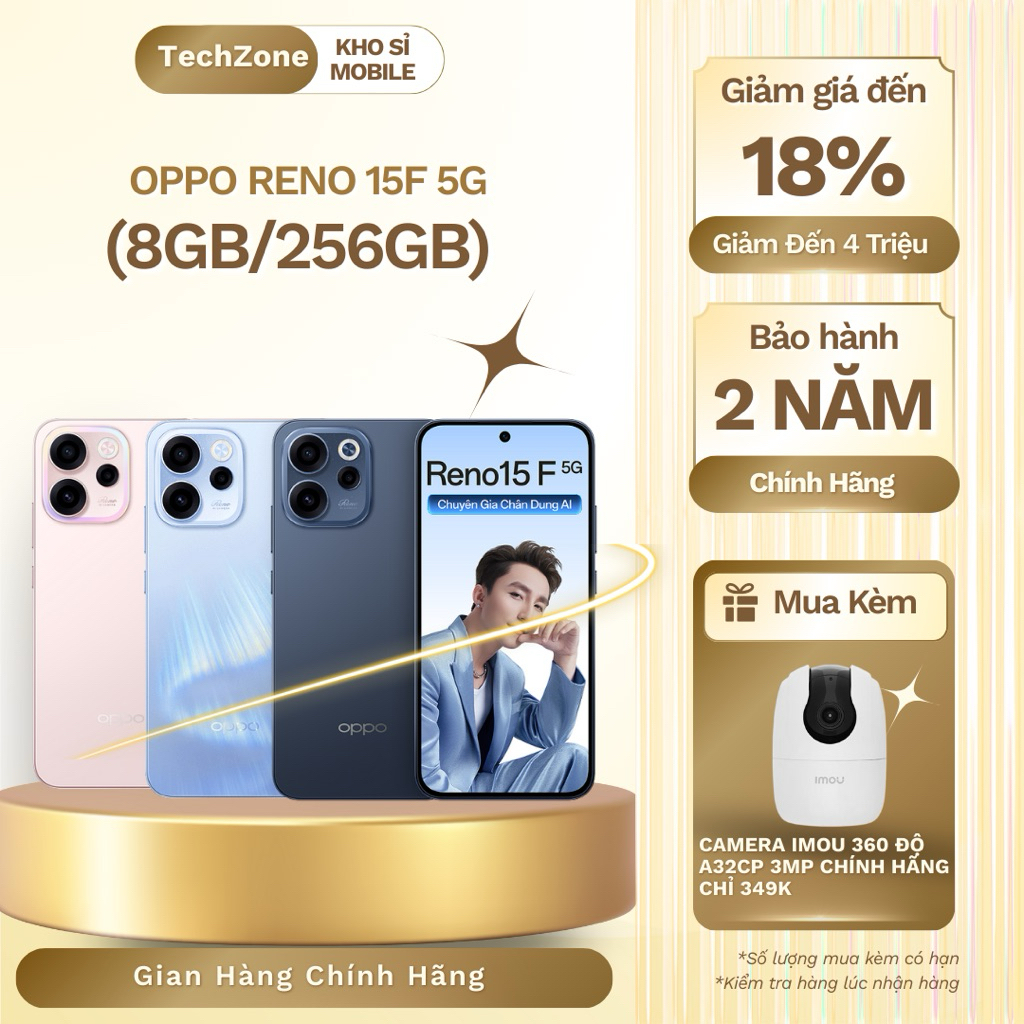 OPPO Reno 15F 5G (8GB/256GB) Hàng Chính Hãng, Bh 2 Năm