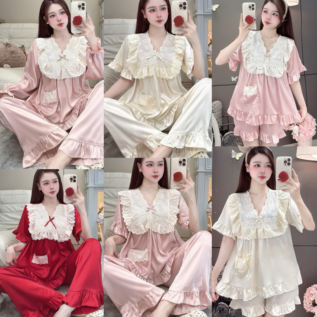 [DEAL MỞ BÁN] Bộ Đồ Ngủ Nữ JUSOKA Pijama Lụa Latin Tiểu Thư Cao Cấp Siêu Xinh Dễ Thương Dành Cho Nữ LT35