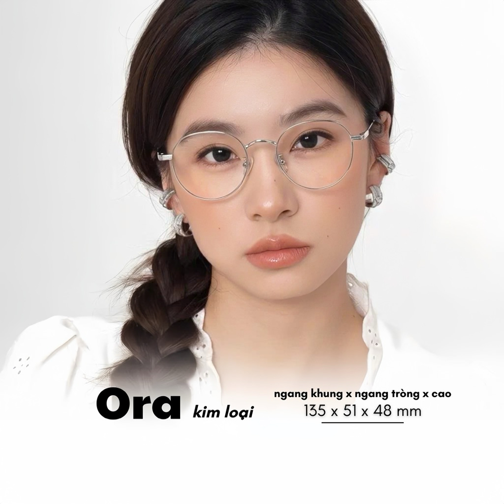 [ Ora ] Gọng kính kim loại bầu tròn Ora. Dáng kính trung bình phù hợp mặt nhỏ và vừa. Hidi Studio Ey