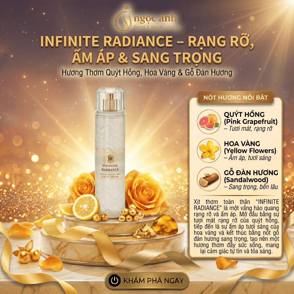 Xịt Thơm Toàn Thân Bath & Body Works Infinite Radiance 236ml - Body Mist BBW Dòng Luxury Tinh Tế San