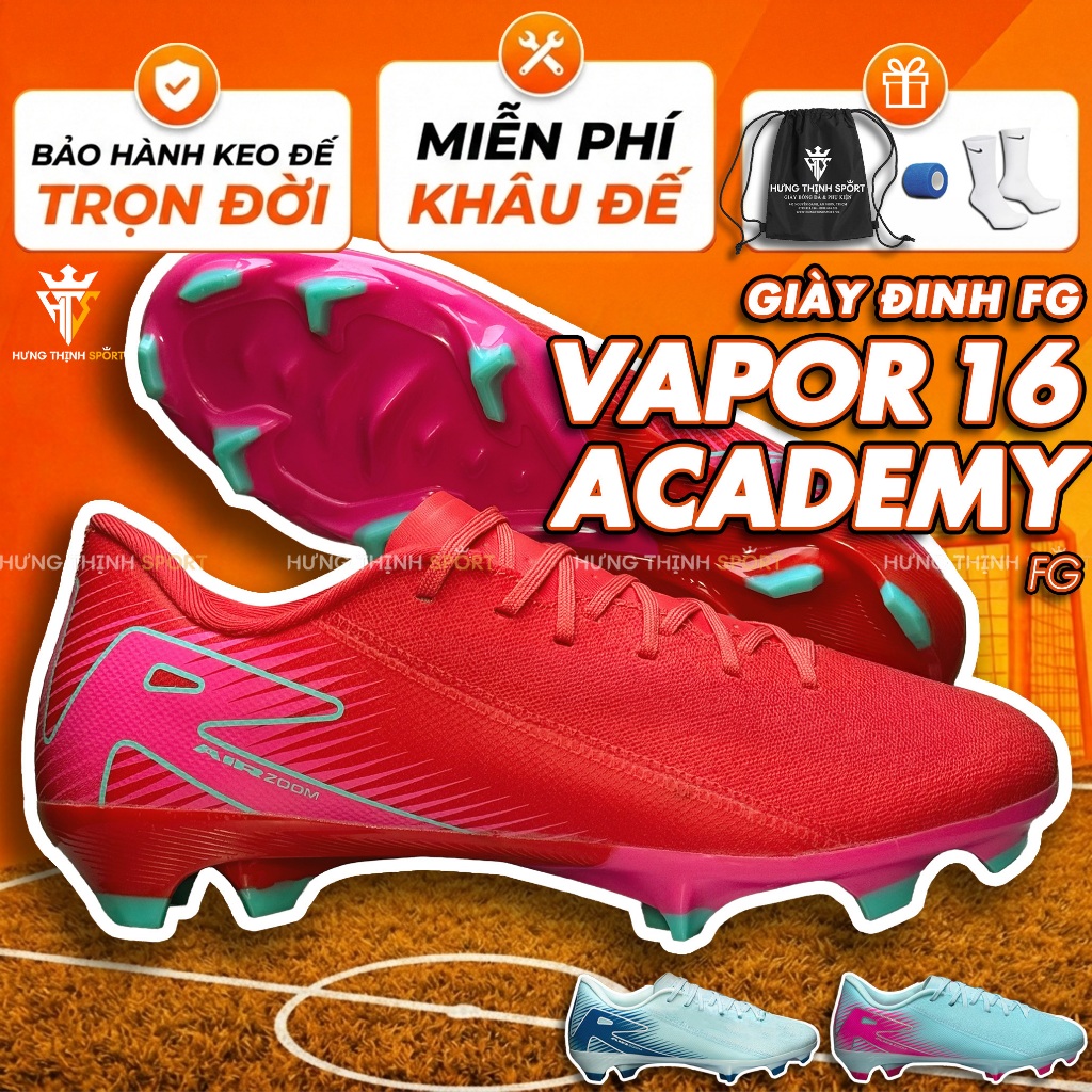 Giày Đá Banh / Giày Đá Bóng FG VAPOR 16 ACADEMY | Đinh FG Sân Cỏ Tự Nhiên | Tặng Khâu Đế +Bảo Hành K