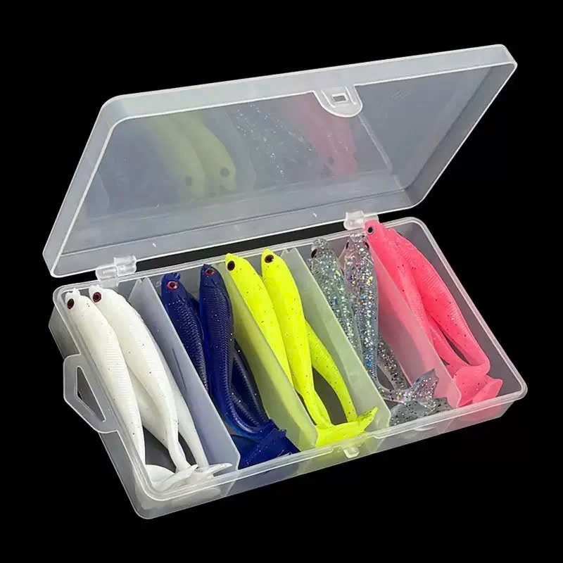 Mồi cá mềm horai luya chân vịt e về 2 size 7cm và 10cm, mồi mềm horai Hộp 20 con chuyên câu lure