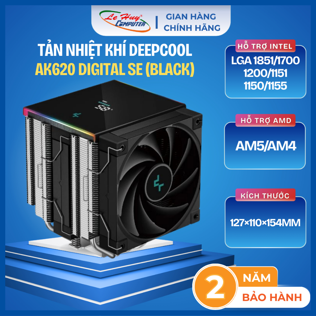 Tản nhiệt khí CPU Deepcool AK620 DIGITAL SE (Black) - Hàng Chính Hãng