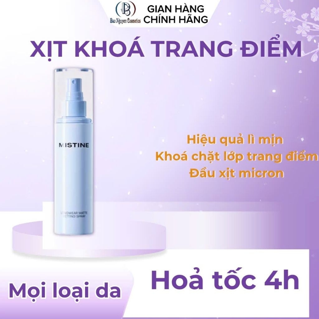 Xịt khoá makeup Mistine dành mọi loại da, xịt khoá nền hiệu quả lì mịn