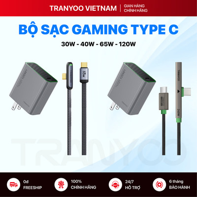 Bộ Sạc Nhanh Gaming TRANYOO US8 CC-10 CC-3 Cổng Type C Sạc Nhanh GaN PD 3.1 30W 40W 65W 120W
