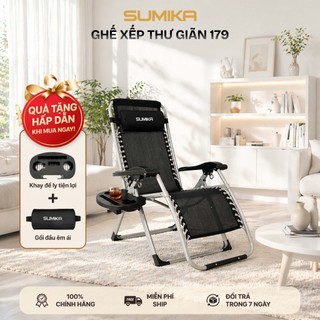 SUMIKA Ghế Xếp Thư Giãn 179, Khung Thép Sơn Tĩnh Điện, Lưới Textilene Thoáng Khí, Bảo Hành 12 Tháng