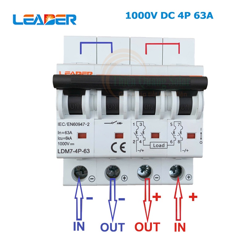 CB DC 4P 63A 1000VDC, mã sản phẩm: LDM7-4P-63-63A,hiệu: LEADER.