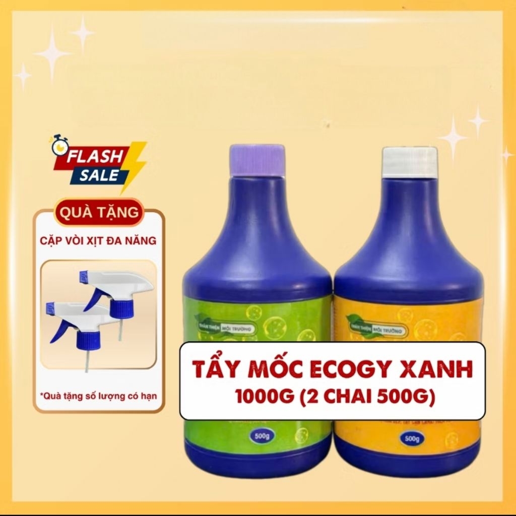 [tặng găng tay]Cặp tẩy đa năng Ecogy Xanh size lớn 1000ml, tẩy mốc, thâm kim, dầu mỡ...