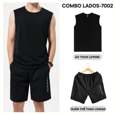 Bộ quần áo thể thao nam cotton co giãn LADOS-7002 Áo tanktop quần thun, tập gym chạy bộ (Áo 9085 + quần 4060)