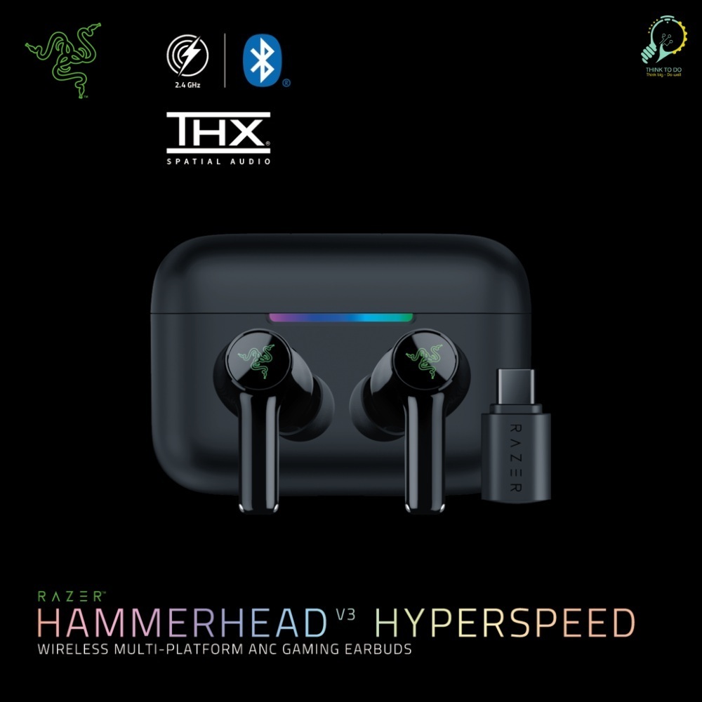 Tai nghe Razer Hammerhead V3 HyperSpeed — Ultra-Low Latency, Multi-Platform Wireless ANC Earbuds