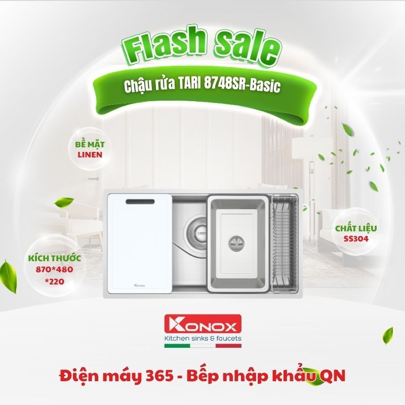 Chậu Rửa Bát Chống Xước Konox Tari 8748SR Basic Chuẩn Nhật, bền đẹp vượt trội