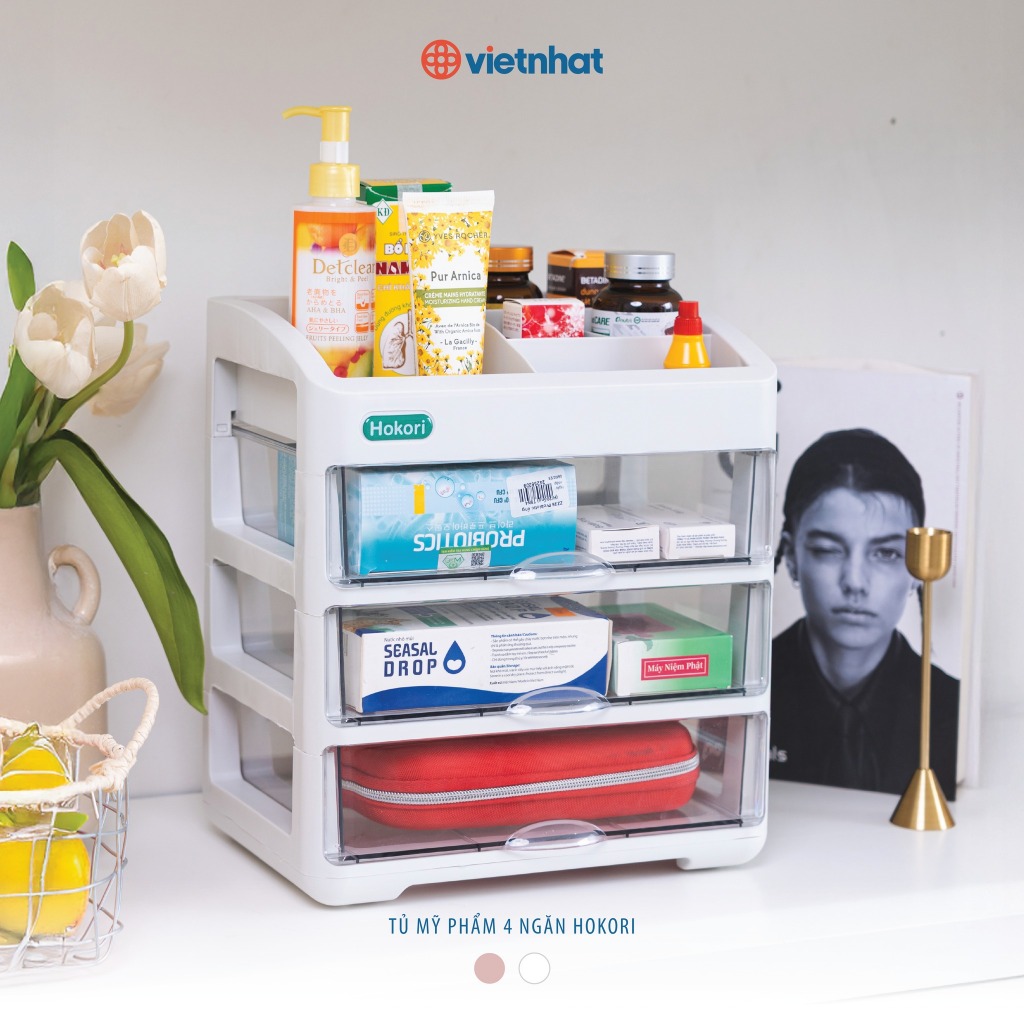Tủ mỹ phẩm để bàn có ngăn 2T 3T 4T Hokori T3636 Nhựa Việt Nhật Shop
